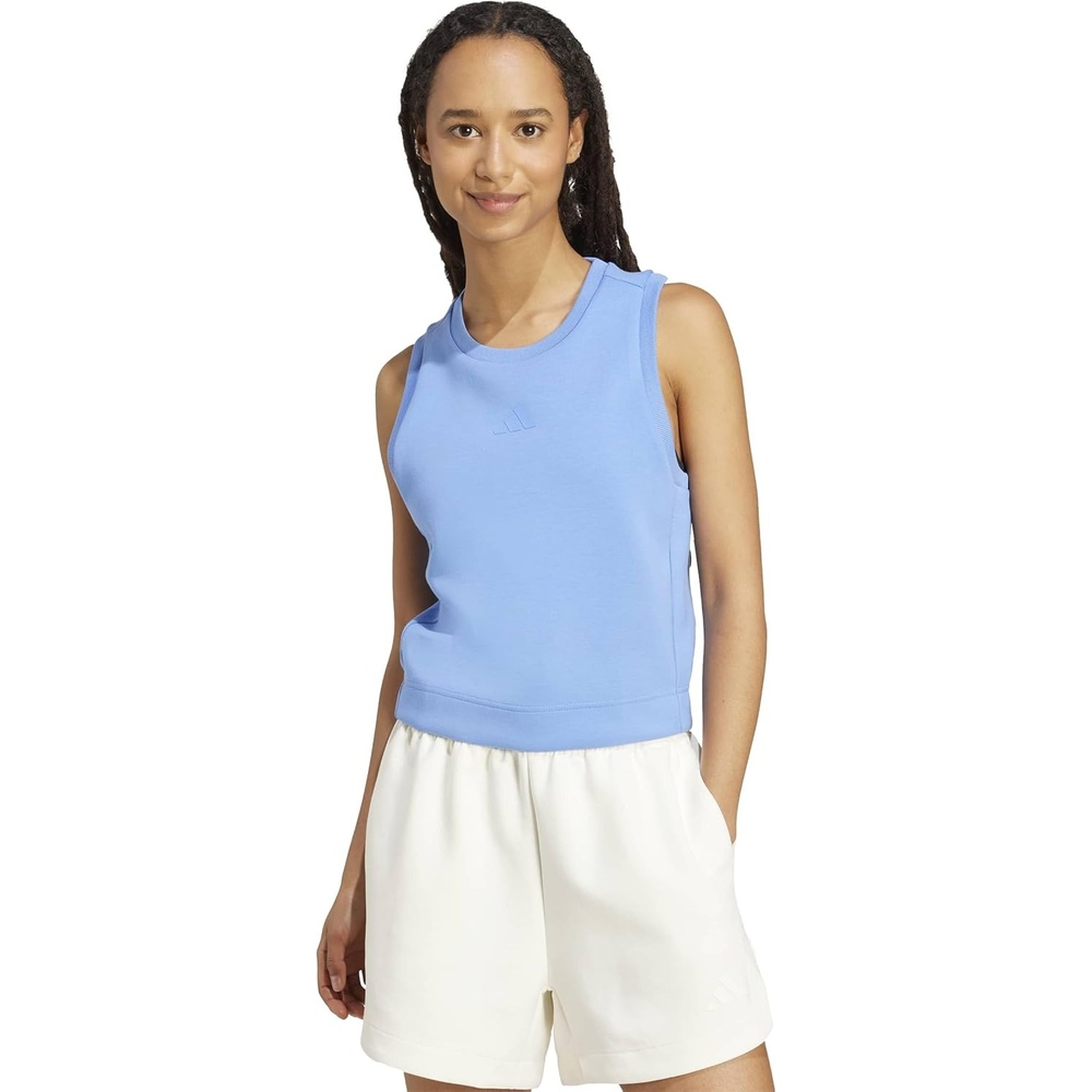 image:imageadidas Womens Soft Lux Crew Neck Tank Casual  Off WhiteBlue Fusion