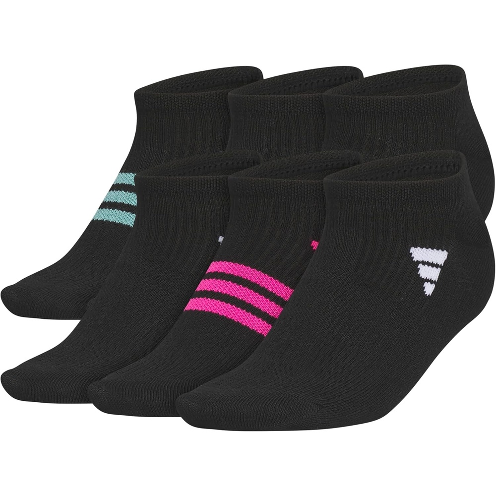 image:imageadidas Womens Superlite No Show Socks 6 Pairs Lightweight amp BreathableBlackPowder Teal GreenBlue Fusion3