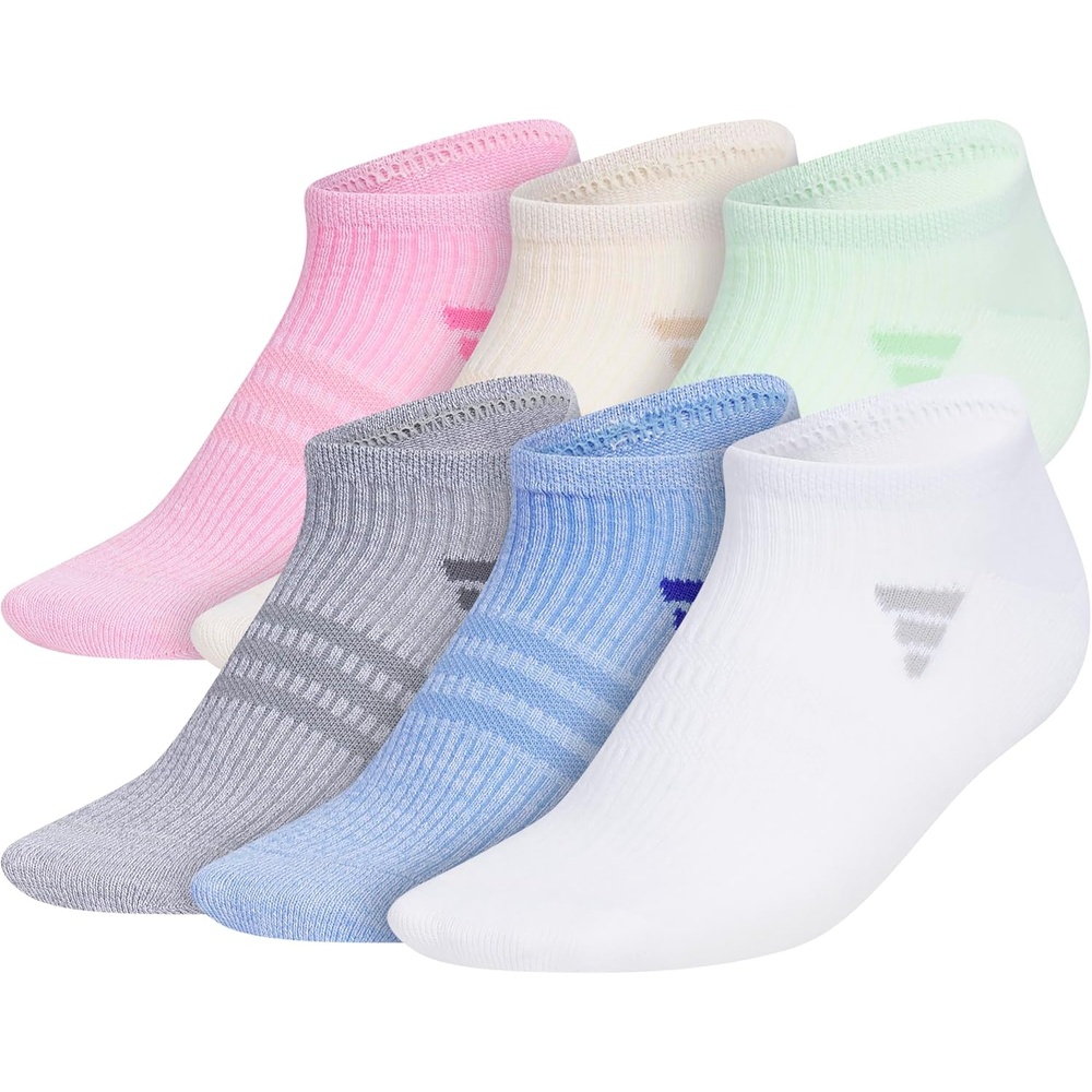 image:imageadidas Womens Superlite No Show Socks 6 Pairs Lightweight amp BreathableBliss PinkCrystal Sand BeigeSemi Green Spark3