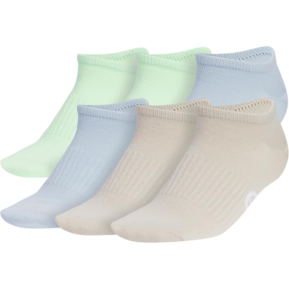 image:imageadidas Womens Superlite No Show Socks 6 Pairs Lightweight amp BreathableClassicSemi Green SparkWonder BluePutty Grey
