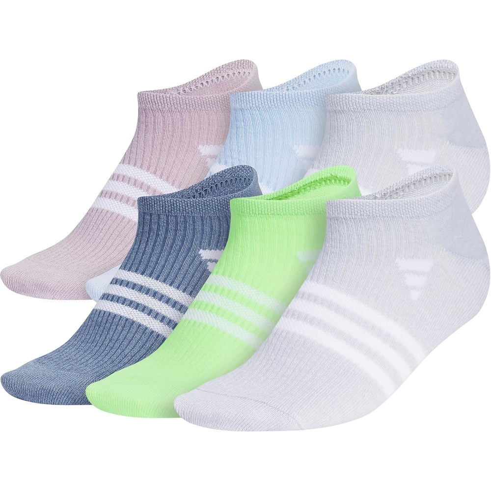 image:imageadidas Womens Superlite No Show Socks 6 Pairs Lightweight amp BreathablePreloved Fig PurpleBlue DawnClear Onix Grey3