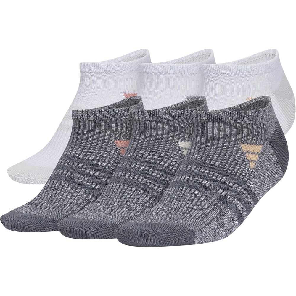 image:imageadidas Womens Superlite No Show Socks 6 Pairs Lightweight amp BreathableWhiteClear Onix GreyWarm Clay Pink3