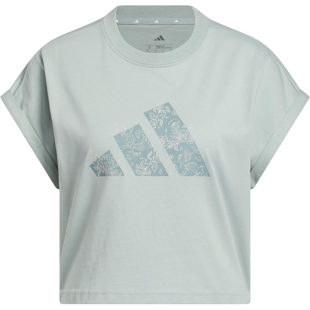 image:imageadidas Womens Western Florals Big Logo Graphic TShirtWonder Sage