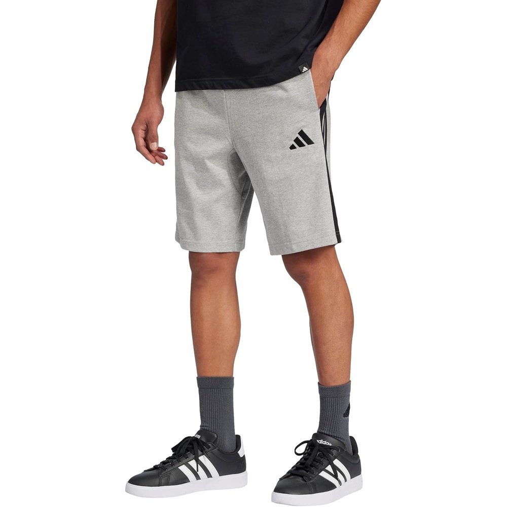 image:imageadidas mens Essentials 3stripes Single Jersey 10inch ShortsMedium Grey HeatherBlack