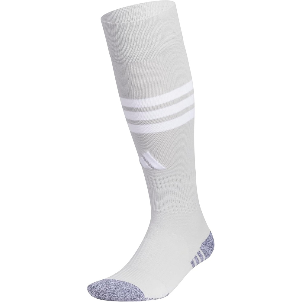 image:imageadidas unisex 3stripe Hoop Soccer Socks 1pair With Arch Compression for a Secure FitLight Grey 2White