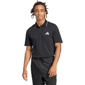 Adidas Mens Essentials Small Logo Pique Polo Shirt(Black/White)