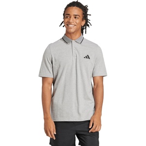 Adidas Mens Essentials Small Logo Pique Polo Shirt(Medium Grey Heather/Black)