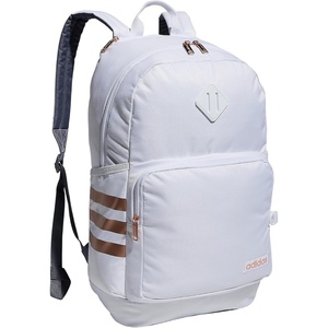 adidas Classic 3-Stripe Backpack for Laptop, School and Travel, 28L(White/Onix Grey/Rose Gold/4.0)