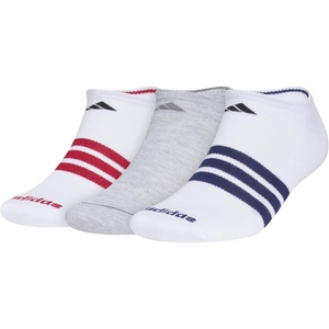 adidas Cushioned 3.0 3-Pack No Show(White/Active Maroon/Dark Blue/3-stripe/4)