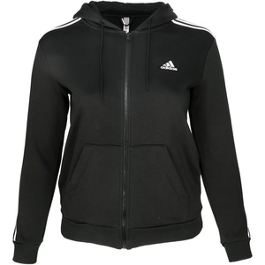adidas Essentials 3-Stripes Fleece Full Zip Hoodie(Black/White)