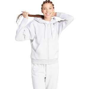 adidas Essentials 3-Stripes Fleece Full Zip Hoodie(Light Grey Heather/White)