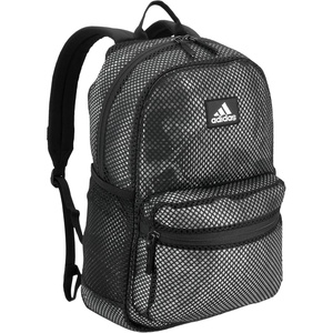 adidas Hermosa Mesh See-Through Backpack – Festival Concert Stadium Beach Bag, 29L(Black/White/2)
