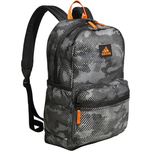 adidas Hermosa Mesh See-Through Backpack – Festival Concert Stadium Beach Bag, 29L(Camouflage Carbon/Impact Orange/Black/2)
