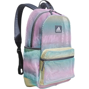 adidas Hermosa Mesh See-Through Backpack – Festival Concert Stadium Beach Bag, 29L(Gradient Flash Aqua/Onix Grey/2)