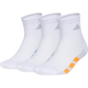 adidas Men’s All Day Training Quarter Socks sports performance above the ankle height with cushioning for running (3-Pair)(White/Ray Blue/Pure Orange)