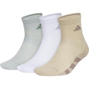 adidas Men’s All Day Training Quarter Socks sports performance above the ankle height with cushioning for running (3-Pair)(Wonder Sage Green/White/Wonder Cargo Khaki)