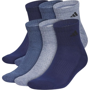 adidas Men’s Athletic Cushioned 6-Pack Quarter(Dark Blue/Collegiate Navy/Tech Indigo Blue)