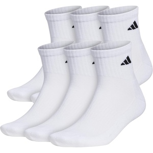 adidas Men’s Athletic Cushioned 6-Pack Quarter(White/Black)
