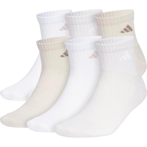 adidas Men’s Athletic Cushioned 6-Pack Quarter(White/Wonder Beige/Alumina Beige)