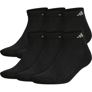 adidas Men’s Athletic Cushioned Low Cut Ankle Socks (6 Pairs) Durable & Comfortable(Black/Aluminum 2)