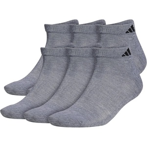 adidas Men’s Athletic Cushioned Low Cut Ankle Socks (6 Pairs) Durable & Comfortable(Heather Grey/Black)