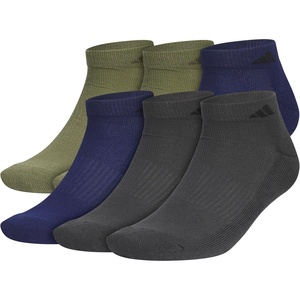 adidas Men’s Athletic Cushioned Low Cut Ankle Socks (6 Pairs) Durable & Comfortable(Olive Strata Green/Dark Blue/Carbon Grey)