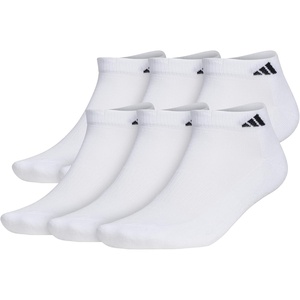 adidas Men’s Athletic Cushioned Low Cut Ankle Socks (6 Pairs) Durable & Comfortable(White/Black)