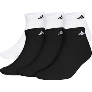 adidas Men’s Athletic Cushioned Low Cut Ankle Socks (6 Pairs) Durable & Comfortable(White/Black/White)