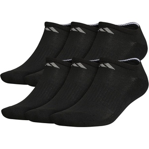 adidas Men’s Athletic Cushioned No Show Socks (6 Pairs) Durable & Comfortable(Black/Aluminum 2)