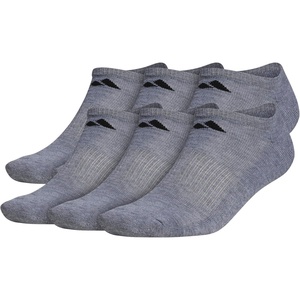 adidas Men’s Athletic Cushioned No Show Socks (6 Pairs) Durable & Comfortable(Heather Grey/Black)