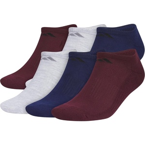 adidas Men’s Athletic Cushioned No Show Socks (6 Pairs) Durable & Comfortable(Maroon/Cool Light Heather/Dark Blue)