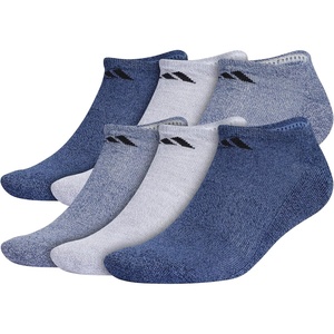adidas Men’s Athletic Cushioned No Show Socks (6 Pairs) Durable & Comfortable(Tech Indigo Blue/Grey/Collegiate Navy)