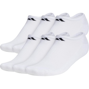 adidas Men’s Athletic Cushioned No Show Socks (6 Pairs) Durable & Comfortable(White/Black)