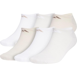adidas Men’s Athletic Cushioned No Show Socks (6 Pairs) Durable & Comfortable(White/Wonder Beige/Alumina Beige)