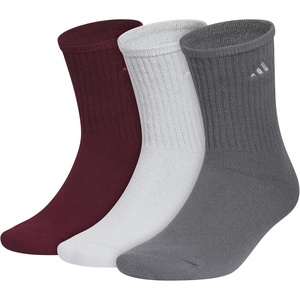 adidas Men’s Cushioned Comfort Crew Socks (3 Pairs) Super Soft & Cozy(Maroon/Clear Onix Grey/Grey Five/2)