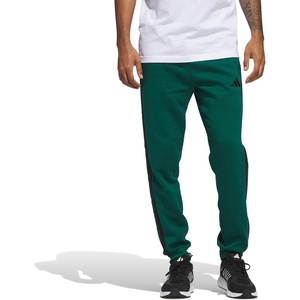adidas Men’s Essentials 3-Stripes Fleece Pants(Collegiate Green/Black)