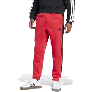 adidas Men’s Essentials 3-Stripes Fleece Pants(Pure Ruby/Black)