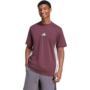 adidas Men’s Essentials 3-Stripes Single Jersey T-Shirt(Aurora Ruby/White)