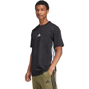 adidas Men’s Essentials 3-Stripes Single Jersey T-Shirt(Black/White)
