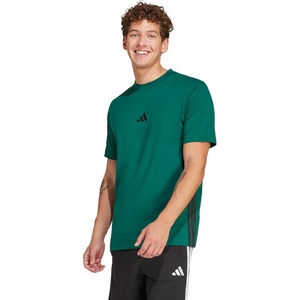 adidas Men’s Essentials 3-Stripes Single Jersey T-Shirt(Collegiate Green/Black)