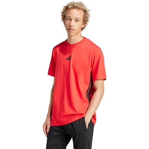 adidas Men’s Essentials 3-Stripes Single Jersey T-Shirt(Pure Ruby/Black)