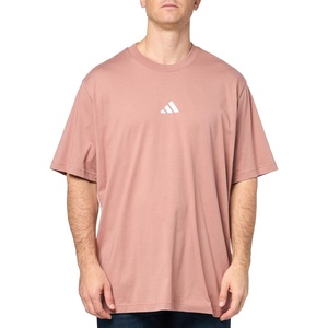 adidas Men’s Essentials 3-Stripes Single Jersey T-Shirt(Warm Clay/White)
