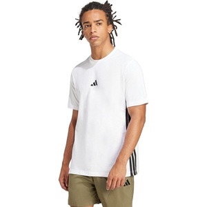 adidas Men’s Essentials 3-Stripes Single Jersey T-Shirt(White/Black)