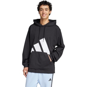 adidas Men’s Essentials Big Logo Single Jersey Hoodie(Black/White)