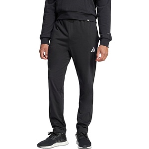 adidas Men’s Essentials Linear Single Jersey Sportswear Pants(Black/White)