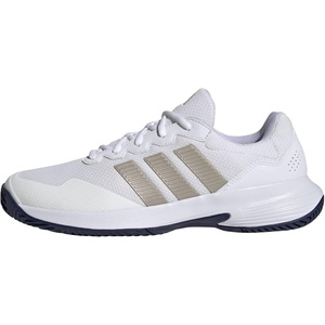 adidas Men’s Gamecourt 2 Tennis Shoes(White/Cyber Metallic/Dark Blue)