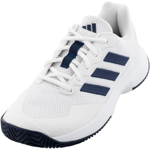 adidas Men’s Gamecourt 2 Tennis Shoes(White/Team Navy Blue/White)