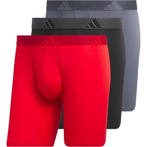 adidas Men’s Microfiber Boxer Briefs (3-Pack or 5-Pack) Performance Stretch Moisture-Wicking Underwear(Better Scarlet/Black/Onix Grey)