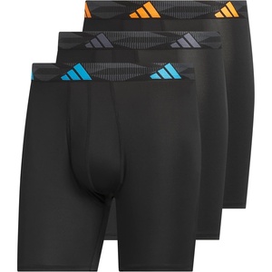 adidas Men’s Microfiber Boxer Briefs (3-Pack or 5-Pack) Performance Stretch Moisture-Wicking Underwear(Black/Lucid Aquamarine/Pure Orange)