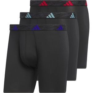 adidas Men’s Microfiber Boxer Briefs (3-Pack or 5-Pack) Performance Stretch Moisture-Wicking Underwear(Black/Team Royal Blue/Better Scarlet)